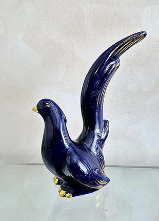 Статуэтка фазан винтажная кобальт огородница винтаж