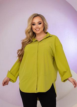 Стильна базова сорочка блуза рр 50-60 оливкова