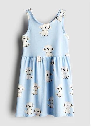 2-4/4-6/6-8 р h&m фирменное новое разноцветное трикотажное платье сарафан девочке собачки щенка