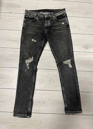 Джинсы мужские рваные topman w32/l32 ,слим-скинни