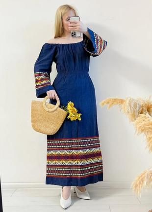 Синя  сукня вишиванка