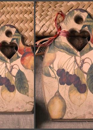 Подставка под горячее буковая разделочная досочка для кухни *фрукты сочные*