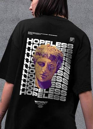 Оверсайз футболка с принтом without hopeless black (8049483)
