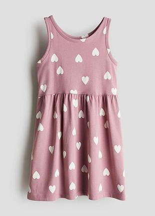 4-6/6-8 р h&m фирменное новое разноцветное трикотажное платье сарафан девочке сердечка сердца