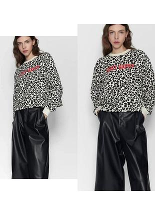Свитшот zara в леопардовый принт