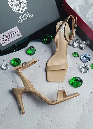 Vince camuto оригінал бежеві шкіряні босоніжки на шпильці