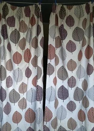 100% коттон. готові короткі натуральні бавовняні штори  dunelm, комплект.