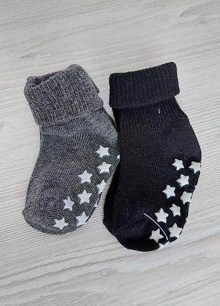 Комплект брендовые тонкие хлопковые носки со стоперами 2 пары