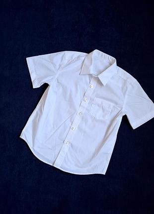 Рубашка george белая нарядная с коротким рукавом на 5-6 лет (110-116 см)