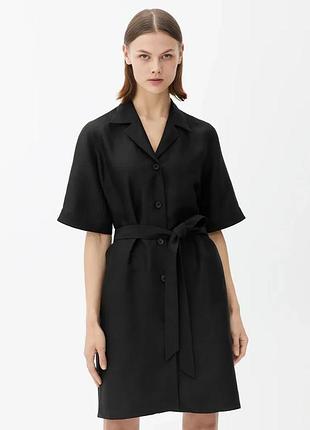 Платье-рубашка из смеси льна и вискозы