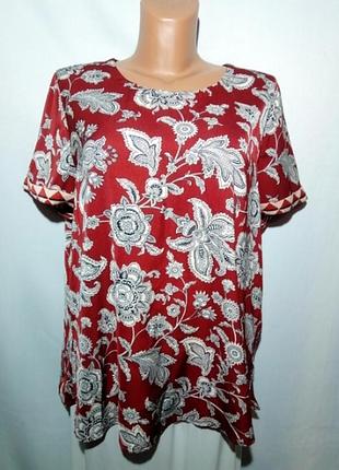 Блуза топ легкая нарядная коричневая и белая принт пейсли и цветы размер l xl дешево