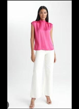 Шелковая блуза, розовая фуксия шелк