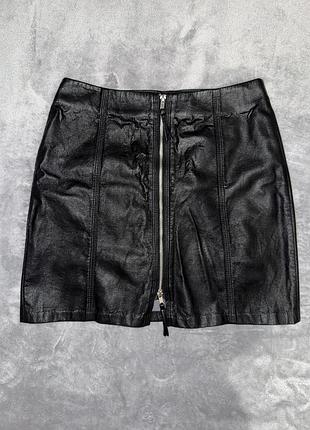 Кожаная юбка черная h&m