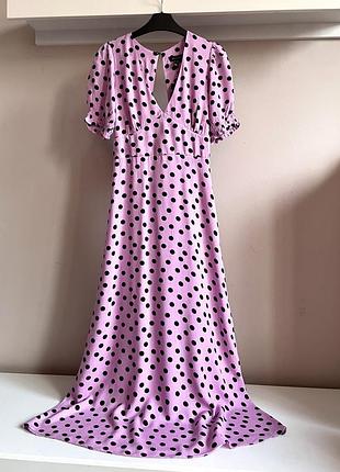 Натуральне лавандовые платья в горох