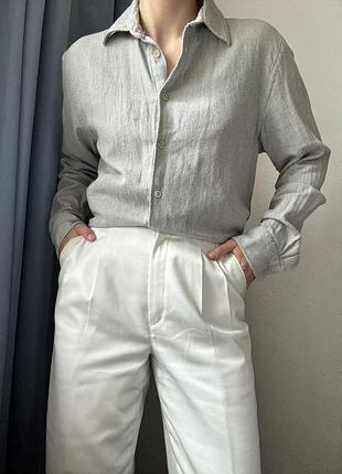 Меланжева сіра сорочка оверсайз бавовна zara