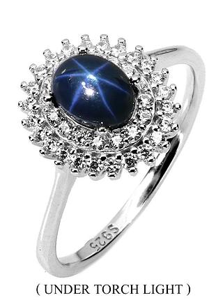 Каблочка серебро 925 натуральный звездчатый сапфир