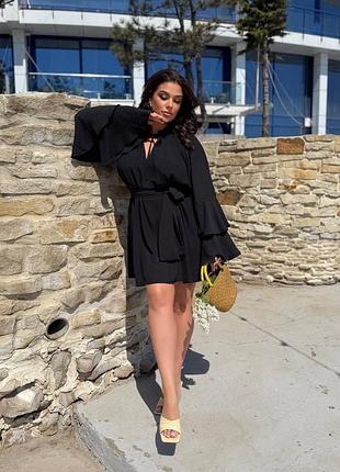 Жіноча чорна оверсайз сукня міді | 4413-15581