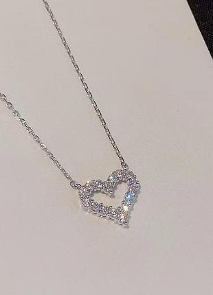 Кольє підвіска серце циркони