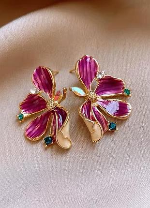 Серьги цветочные лепестки грез