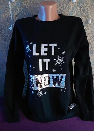 Черная толстовка в рисунок холодное сердце frozen р. s/m кофта джемпер
