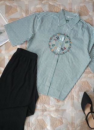 Сорочка рубашка жіноча з вишитим годинником, 100% бавовна