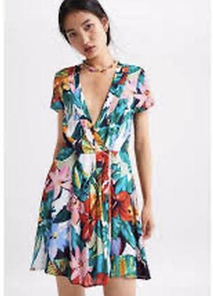 Платье 👗 женское в цветочный принт zara яркое стильное модное