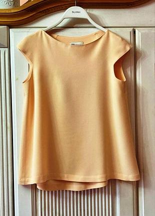 Casual стиль: розкльошений топ "zara" з креповой тканини "лососевого" кольору