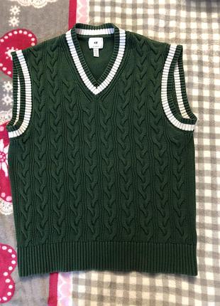 Трендова жилетка h&m xs s розмір вязана зелена