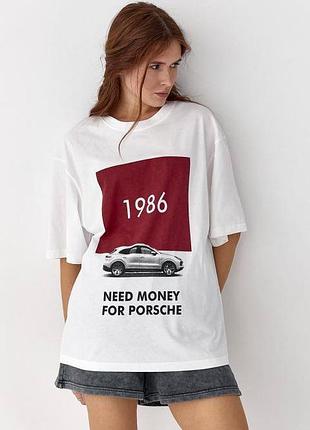 Жіноча футболка оверсайз з бавовни літня біла 0410