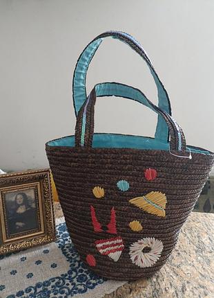 Сумка з соломи, висота 28см,дно 19*17см, верх 35*23см