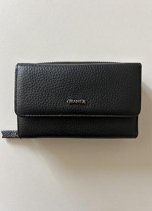 Чорний жіночий шкіряний гаманець