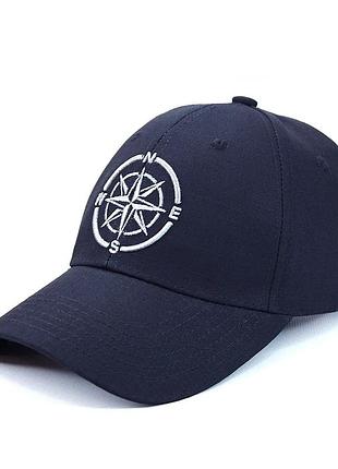 Кепка синяя однотонная сompass летняя бейсболка универсальный хлопок