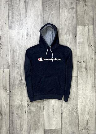 Champion кофта балахон m размер серая с принтом оригинал