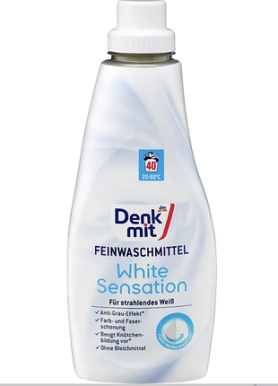 Гель для прання білих речей , 40 прань denkmit feinwaschmittel white sensation flüssig, 40 wl