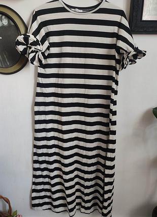 Сарафан в полоску оверсайз рукава кружевные