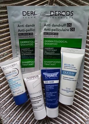 💆‍♀️набор 6шт. миниатюры пробники шампунь от перхоти и себореи dercos, ducray, bioderma, uriage