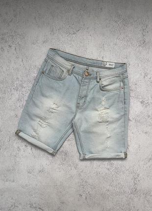 Світлі блакитні джинсові шорти denim co, з потертостями, рваностями