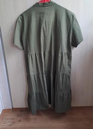 Льняна сукня хакі3 фото