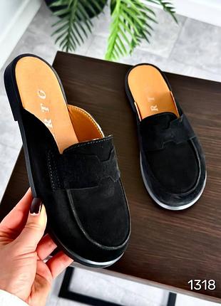 Мюлі натуральна замша