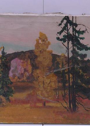 Картина осінній пейзаж дерева.масло полотно 59,5х44х5 см №58