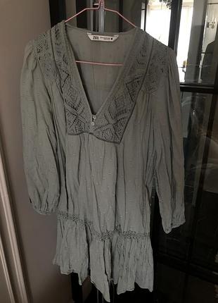 Плаття сукня коротка літня з прошвою від zara