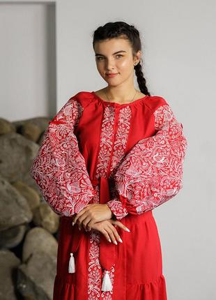 Вышитое платье, вышиванка женская птицы