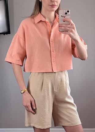 Сорочка укорочена вкорочена бавовна льон primark