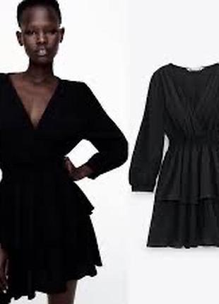 Чёрное платье с воланами zara
