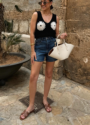 Стрейчевые мом шорты zara