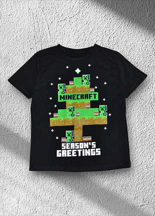 Чорна футболка minecraft на хлопчика 9-10 років