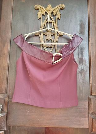 Топ кожа натуральная на плече manigance paris франция кожа натуральная майка-классика винтаж винтаж