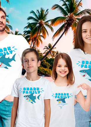 Футболки push it фемили лук family look для всей семьи «семья акул. shark family»
