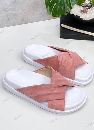 36-40 рр шлепки нат. замша на платформе