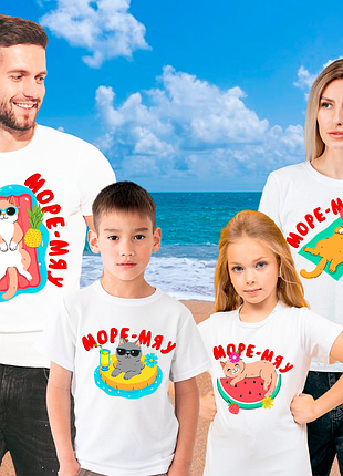 Футболки push it фемили лук family look для всей семьи «котики море-мяу»